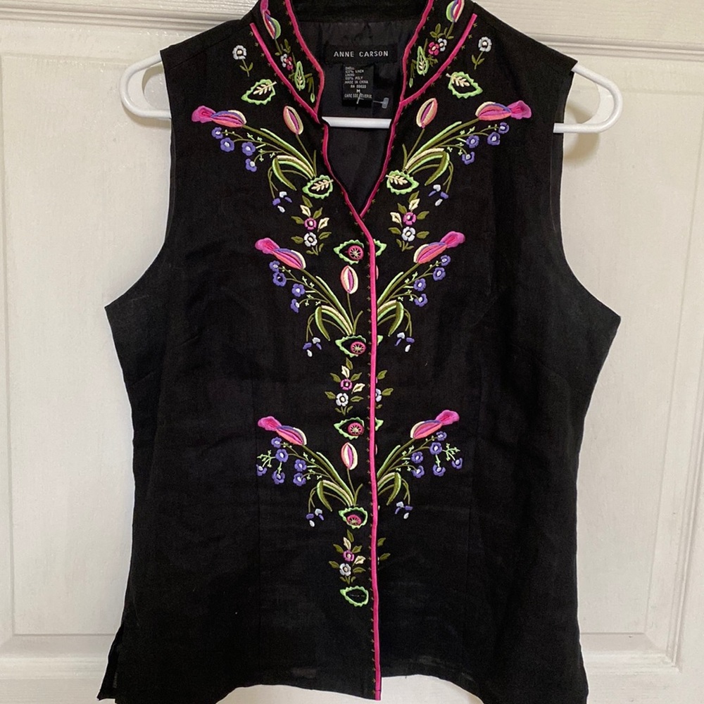 Vintage Anne Carson embroidered vest